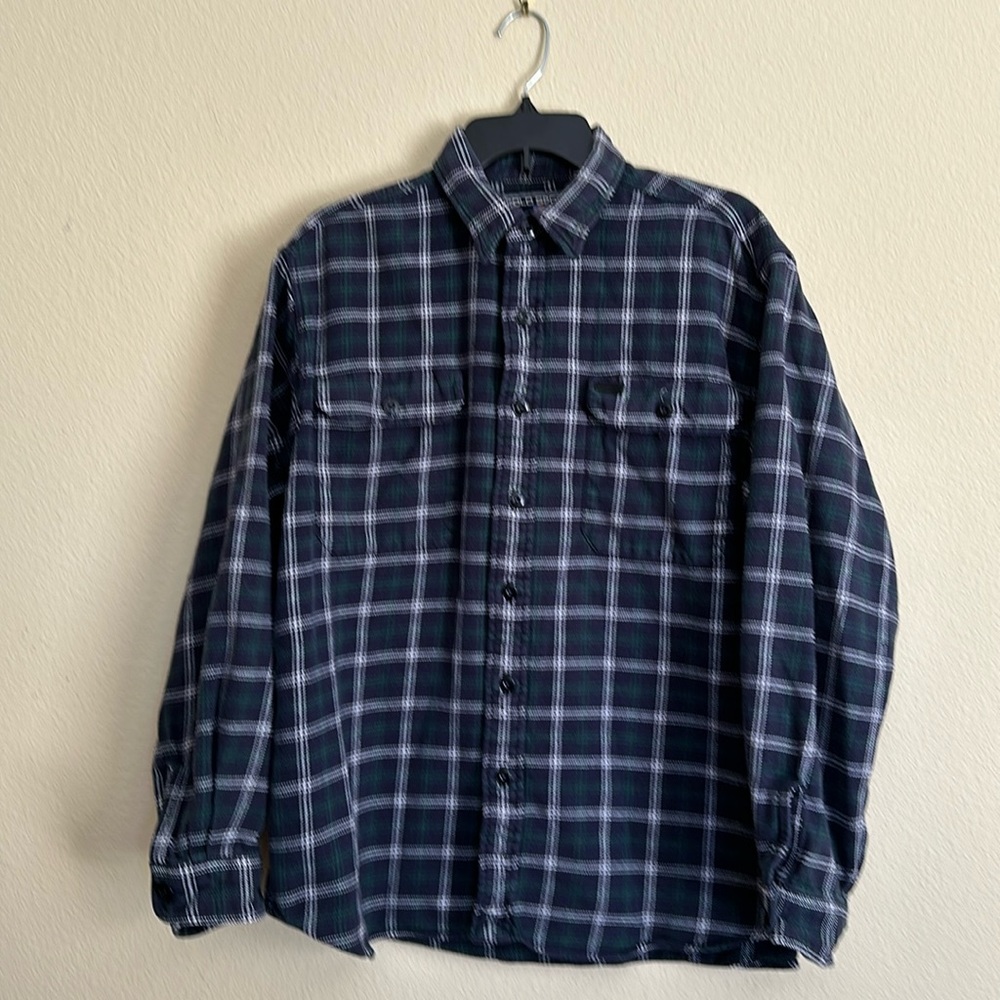 Ralph Lauren cotton button down collar long sleeves plaid shirt size L
